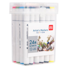 Набор маркеров для скетчинга Deli 70802-24 двойной пиш. наконечник 24цв. пластиковая коробка (24шт.)