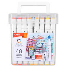 Набор маркеров для скетчинга Deli E70801-48 Color Emotion двойной пиш. наконечник 1мм 48цв. (48шт.)