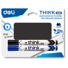 Набор маркеров для досок Deli CU101 пулевидный пиш. наконечник 2мм 2цв. синий/черный +стиратель блистер