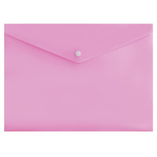 Конверт на кнопке Бюрократ Pastel -PKPAST/PINK A4 пластик 0.18мм розовый