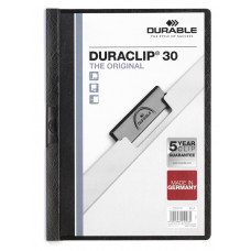 Папка с клипом Durable Duraclip 2200-01 прозрач. верх.лист A4 1-30лист. черный