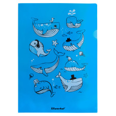 Папка-уголок Silwerhof Whales 255175 гладкий A4 пластик синий