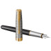 Ручка перьев. Parker Sonnet Premium F537 (2119784) Metal Black GT F золото 18K в компл.:картридж 1шт с черными чернилами подар.кор.конвертор/картриджи