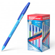 Ручка шариков. Erich Krause R-301 Neon Stick&Grip (42751) ассорти d=0.7мм син. черн. линия 0.35мм резин. манжета