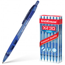 Ручка шариков. автоматическая Erich Krause XR-30 (17721) синий полупр. d=0.7мм син. черн. линия 0.35мм резин. манжета