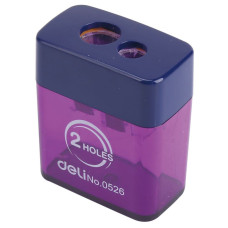 Точилка для карандашей ручная Deli E0526 2 отверстия пластик ассорти блистер